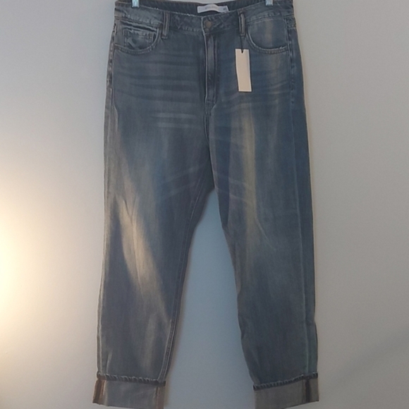 NWT Disclosed Distressed Mom Jeans with Cuffed Hem Medium/Light Wash‎ Size 31 - Picture 1 of 9